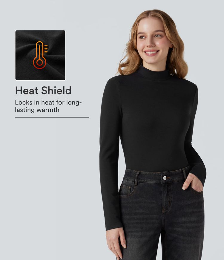 Halara HeatCore Mock-neck Long Sleeve Casual Warming Top Halara HeatCore Mock-neck Long Sleeve Casual Warming Top