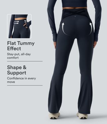Halara Ultrasculpt™ High Waisted Tummy Control Crossover Back Bootcut Workout Leggings with Pockets Halara Ultrasculpt™ High Waisted Tummy Control Crossover Back Bootcut Workout Leggings with Pockets