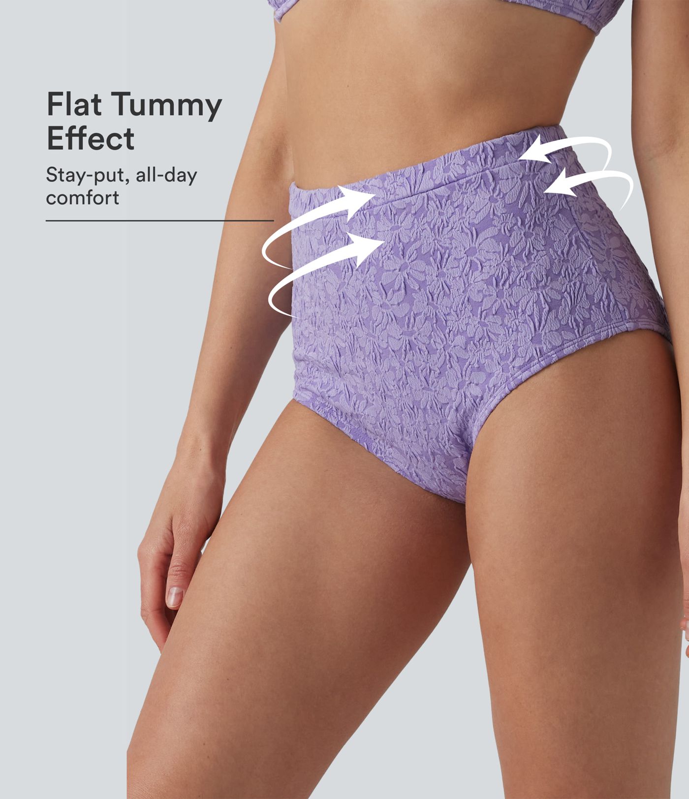 Hoch taillierte Jacquard-Bikinihose mit Bauchkontrolle