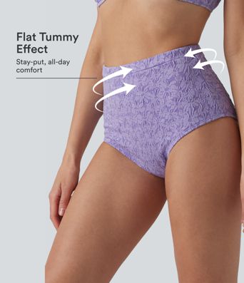 Hoch taillierte Jacquard-Bikinihose mit Bauchkontrolle