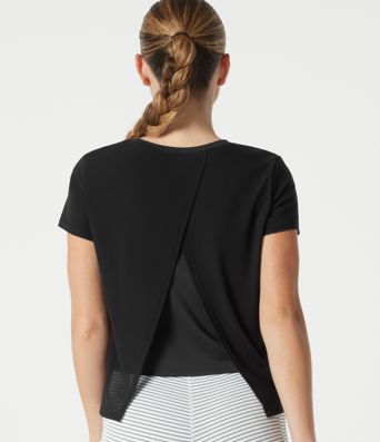 SoftlyZero™ Airy Round Neck Mesh Overlay Cool Touch Running Sports Top-UPF50+