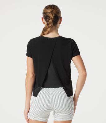 SoftlyZero™ Airy Round Neck Mesh Overlay Cool Touch Running Sports Top-UPF50+