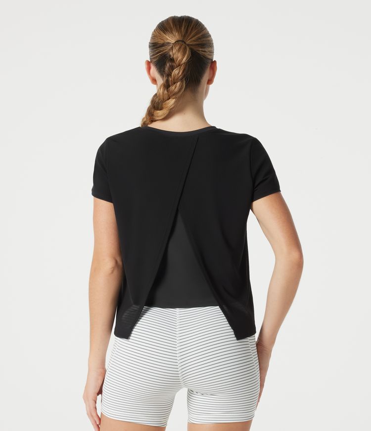 SoftlyZero™ Airy Round Neck Mesh Overlay Cool Touch Running Sports Top-UPF50+