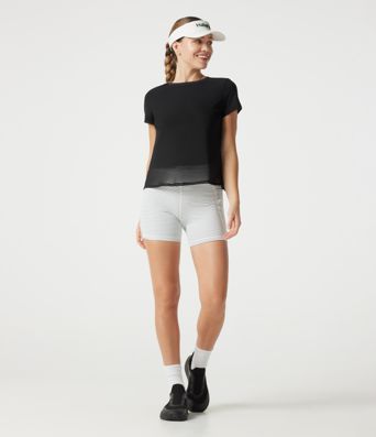 SoftlyZero™ Airy Round Neck Mesh Overlay Cool Touch Running Sports Top-UPF50+