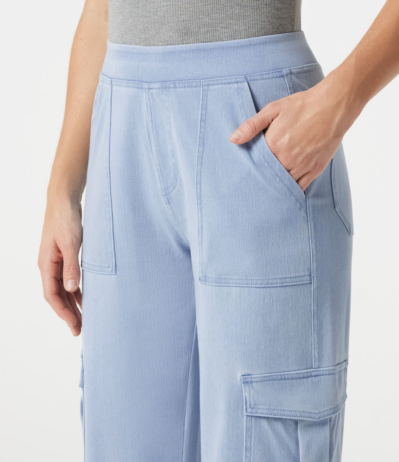Halara Flex™ Denim Mid Rise Casual Cargo Joggers with Pockets