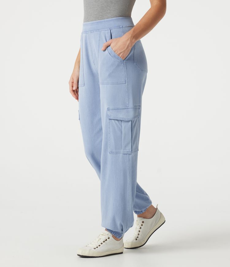 Halara Flex™ Denim Mid Rise Casual Cargo Joggers with Pockets