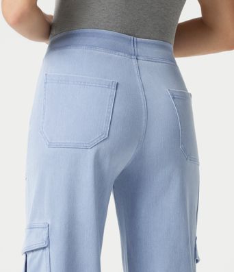 Halara Flex™ Denim Mid Rise Casual Cargo Joggers with Pockets