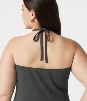Plus Size Halter Tie Back Maxi Dress with Pockets Plus Size Halter Tie Back Maxi Dress with Pockets