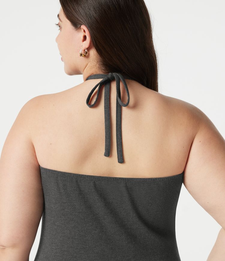 Plus Size Halter Tie Back Maxi Dress with Pockets Plus Size Halter Tie Back Maxi Dress with Pockets
