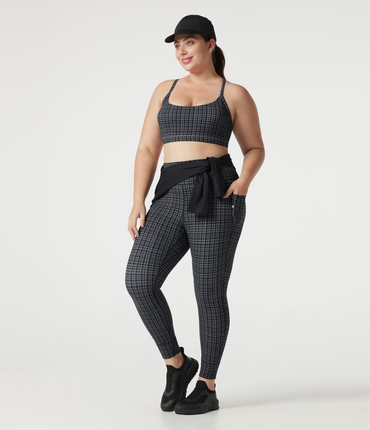 Plus Size Halara UltraSculpt™ Check Plaid Print High Waisted Drawstring Yoga Leggings with Pockets Plus Size Halara UltraSculpt™ Check Plaid Print High Waisted Drawstring Yoga Leggings with Pockets