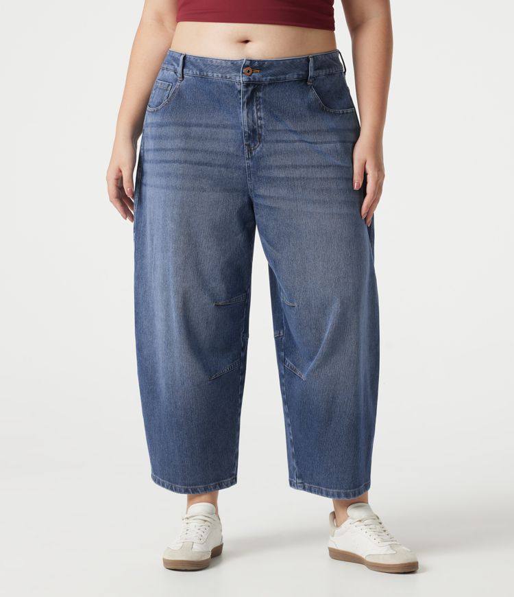Halara Flex™ Jean barrel grande taille coupe ballon taille basse avec poches