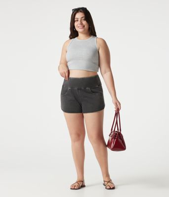 Halara Flex™ - Lässige Shorts aus Denim mit hohem Bund, Seitentaschen, Bauchkontrolle und abgerundetem Saum - Plus-Size, skinny fit