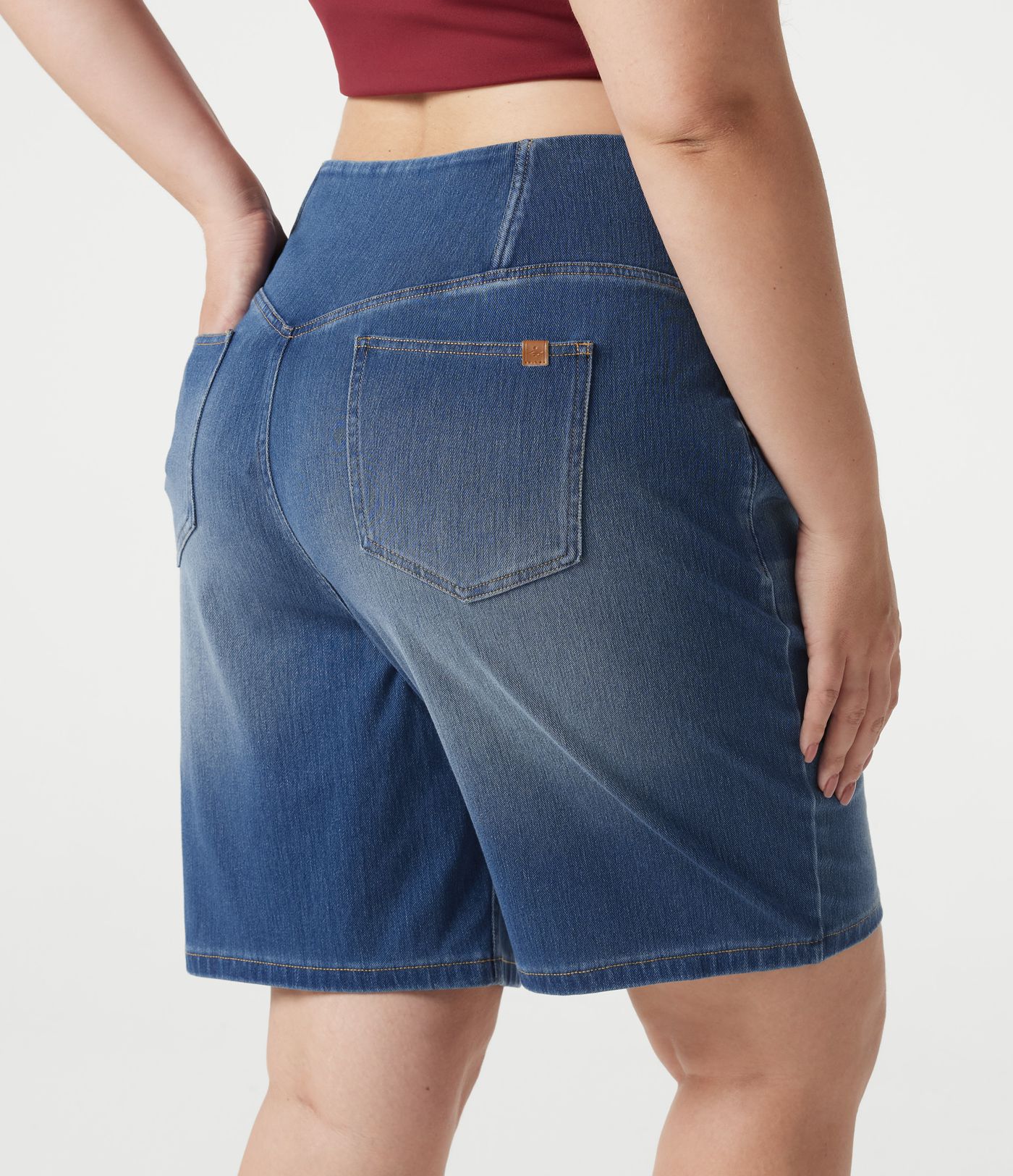 Halara Flex™ Denim Plus Size High Waisted Crossover Tummy Control Casual Baggy Shorts with Pockets