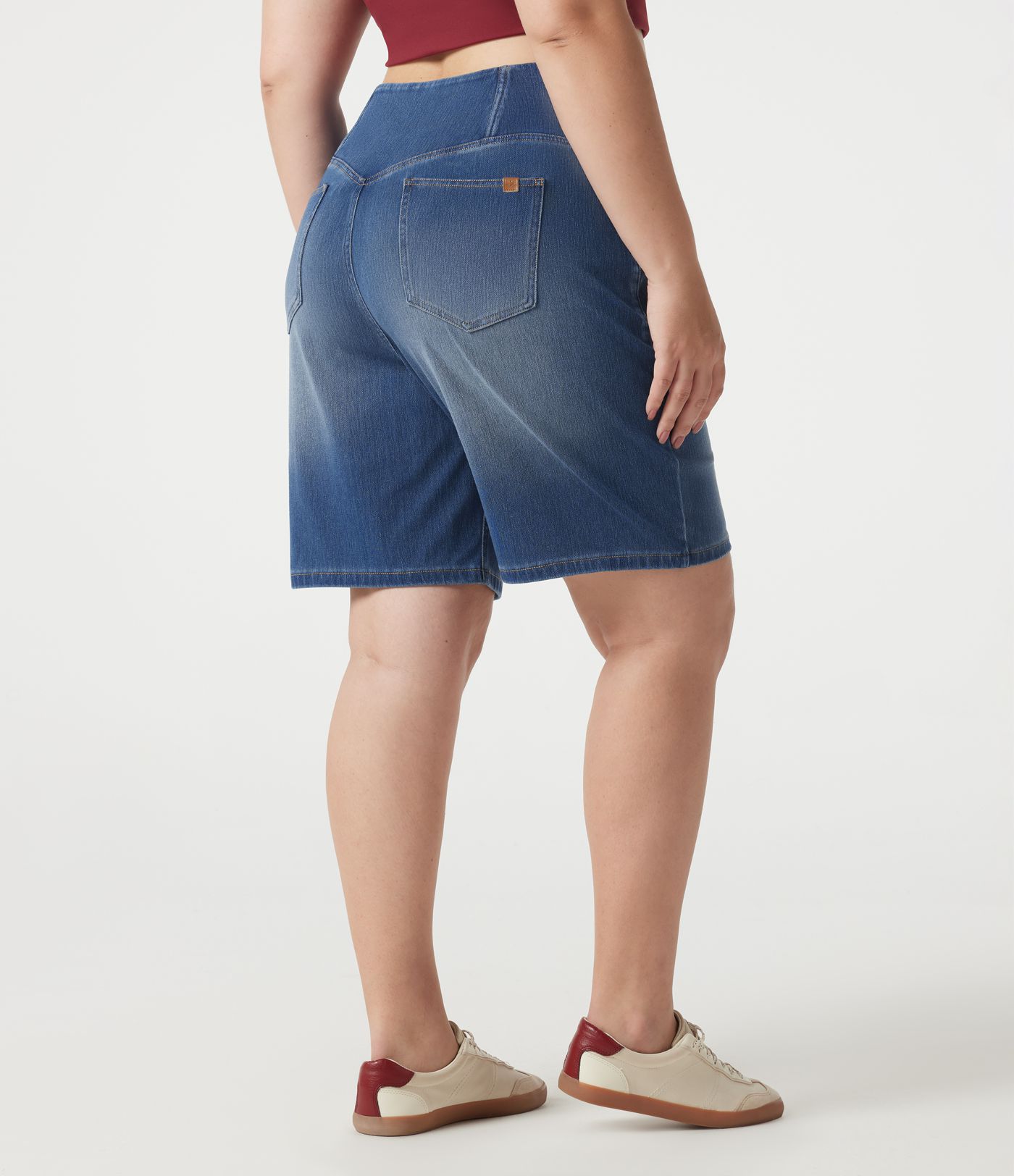 Halara Flex™ Denim Plus Size High Waisted Crossover Tummy Control Casual Baggy Shorts with Pockets