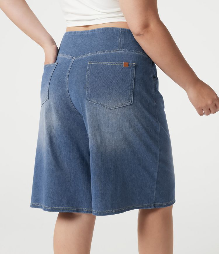 Halara Flex™ - Lässige Baggy-Shorts aus Denim mit hohem Crossover-Bund, mehreren Taschen und Bauchkontrolle - Plus-Size