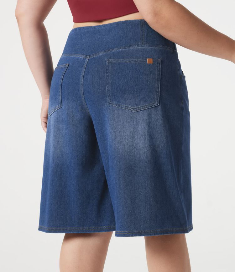 Halara Flex™ shorts vaqueros para tallas grandes, cintura alta cruzada, control de abdomen, estilo casual holgado con bolsillos Halara Flex™ shorts vaqueros para tallas grandes, cintura alta cruzada, control de abdomen, estilo casual holgado con bolsillos