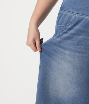 Halara Flex™ - Lässige Baggy-Shorts aus Denim mit hohem Crossover-Bund, mehreren Taschen und Bauchkontrolle - Plus-Size