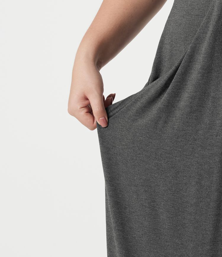 Maxikleid in großen Größen mit Neckholder (bindbarer Rücken), integriertem BH und Taschen
