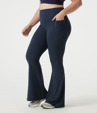 Halara UltraSculpt™ Plus Size leggings de talle alto con fruncido que realza los glúteos, control de abdomen y efecto moldeador, estilo flare para yoga con bolsillos