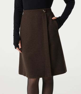Jupe de travail mi-longue taille haute en molleton avec poches