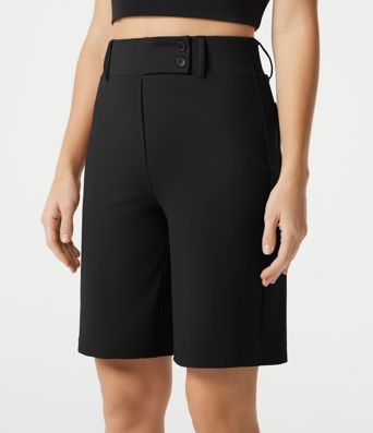 DayStretch - Baggy Büro-Shorts mit hohem Bund und Gesäßtaschen DayStretch - Baggy Büro-Shorts mit hohem Bund und Gesäßtaschen