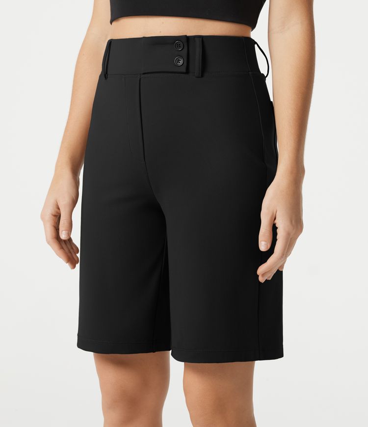 DayStretch - Baggy Büro-Shorts mit hohem Bund und Gesäßtaschen DayStretch - Baggy Büro-Shorts mit hohem Bund und Gesäßtaschen