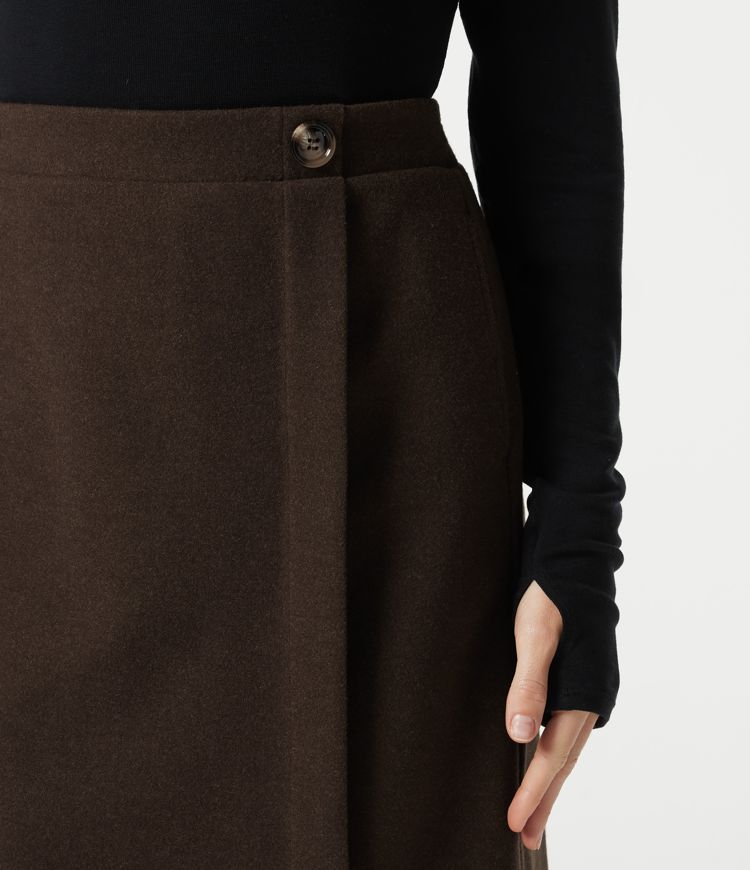 Jupe de travail mi-longue taille haute en molleton avec poches
