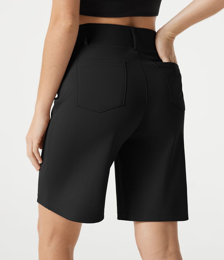 DayStretch - Baggy Büro-Shorts mit hohem Bund und Gesäßtaschen DayStretch - Baggy Büro-Shorts mit hohem Bund und Gesäßtaschen