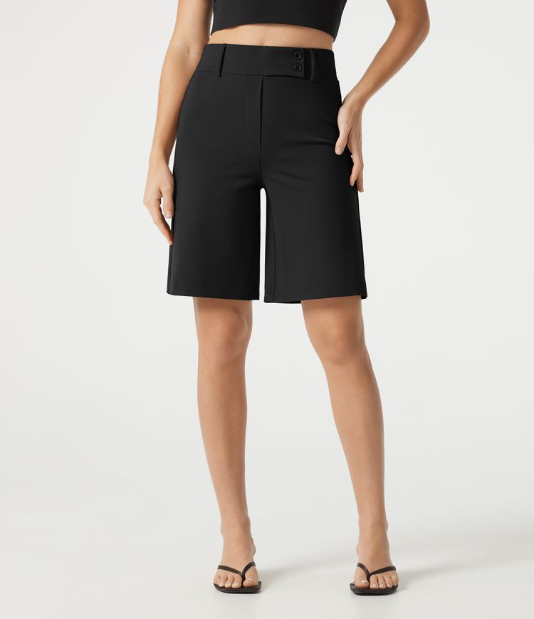 DayStretch - Baggy Büro-Shorts mit hohem Bund und Gesäßtaschen DayStretch - Baggy Büro-Shorts mit hohem Bund und Gesäßtaschen