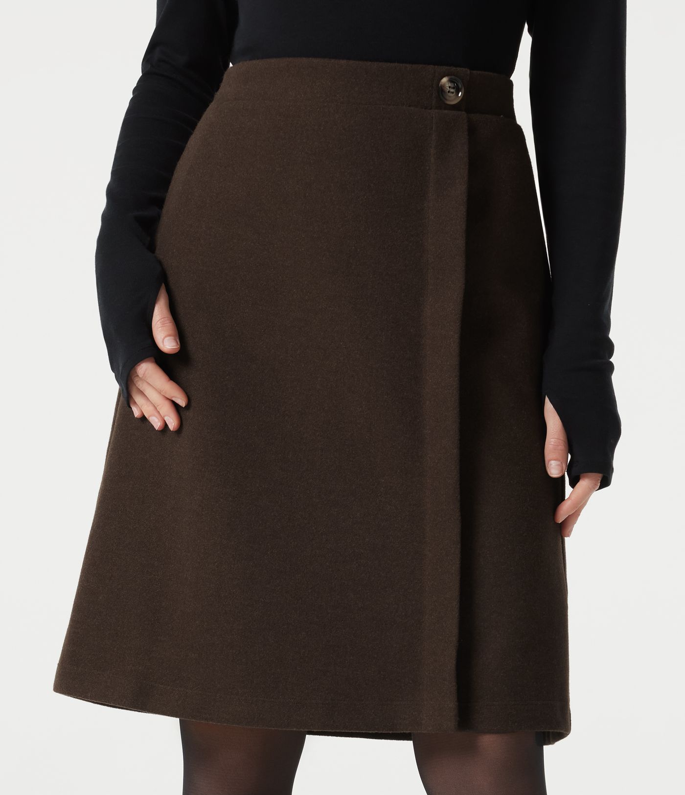 Jupe de travail mi-longue taille haute en molleton avec poches