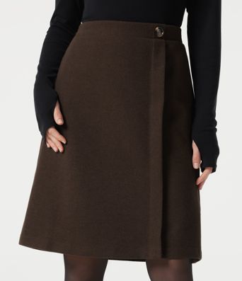 Jupe de travail mi-longue taille haute en molleton avec poches