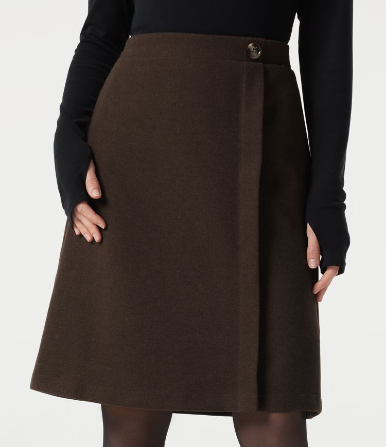 Jupe de travail mi-longue taille haute en molleton avec poches