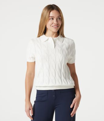 Jersey tipo polo de manga corta en punto trenzado, estilo casual