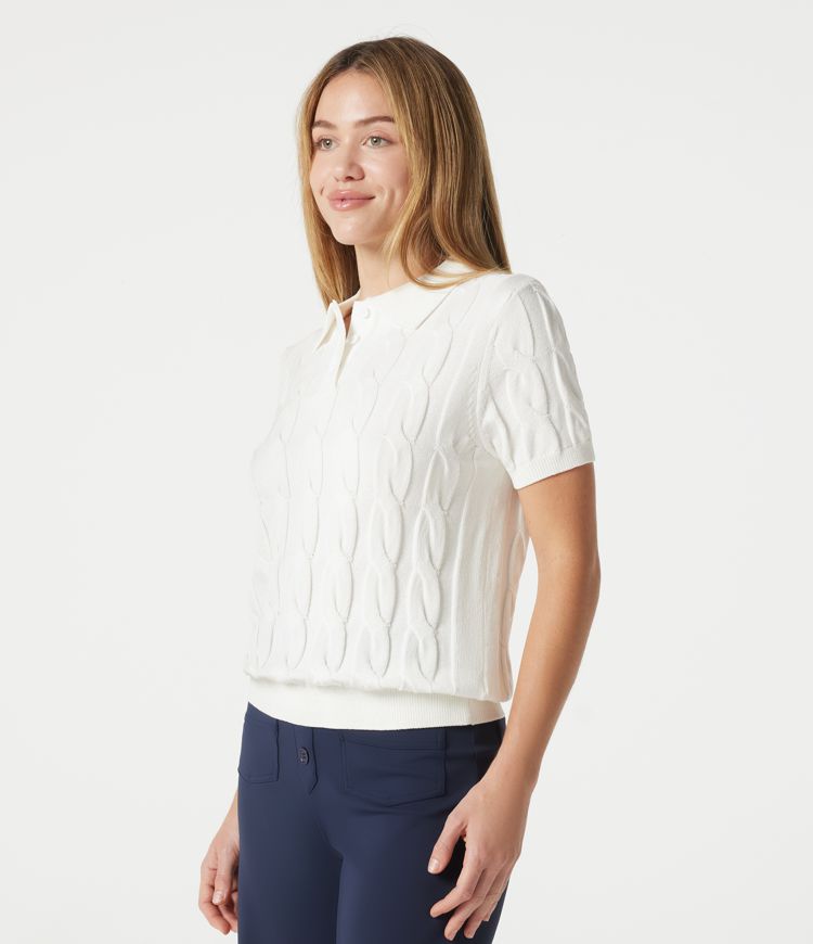 Jersey tipo polo de manga corta en punto trenzado, estilo casual