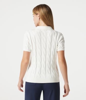 Jersey tipo polo de manga corta en punto trenzado, estilo casual