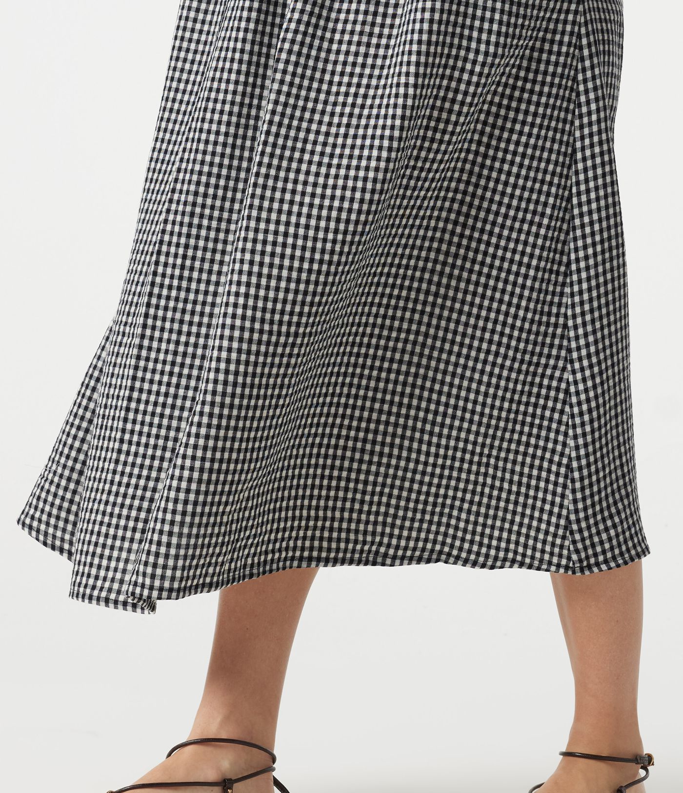 Round Neck Sleeveless Plaid Midi Casual Linen-Feel Dress with Pockets