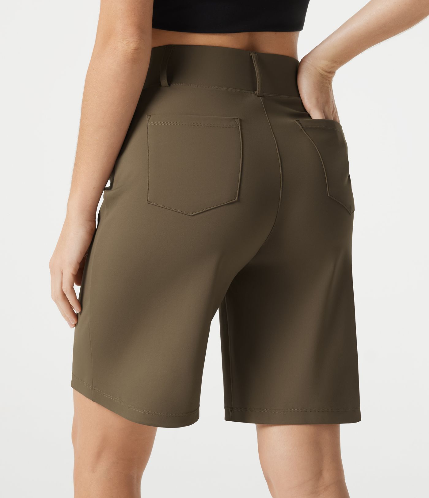 DayStretch High Waisted Work Baggy Shorts with Pockets