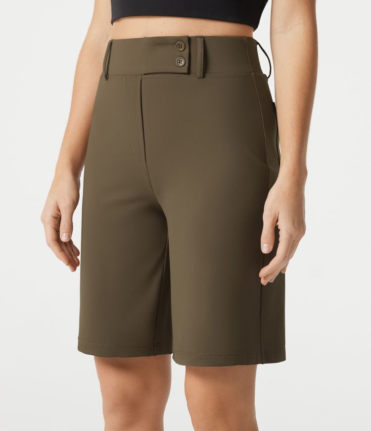 DayStretch High Waisted Work Baggy Shorts with Pockets