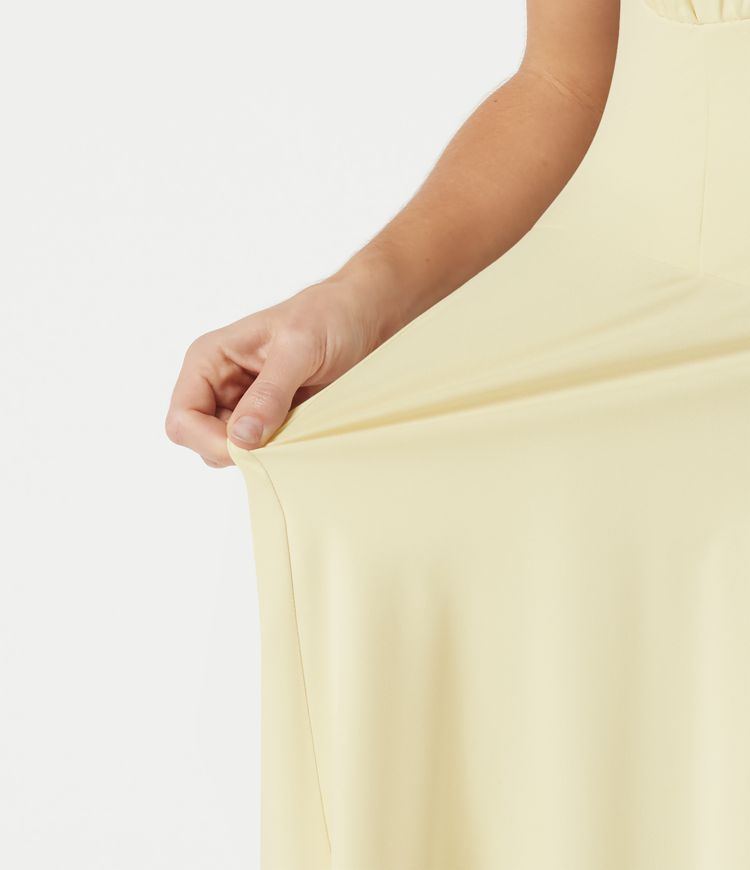 Crisscross Backless Square Neck Sleeveless Ruched Built-in Bra Mini Resort Flowy Dress