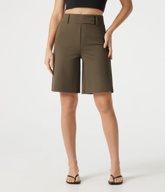 DayStretch High Waisted Work Baggy Shorts with Pockets