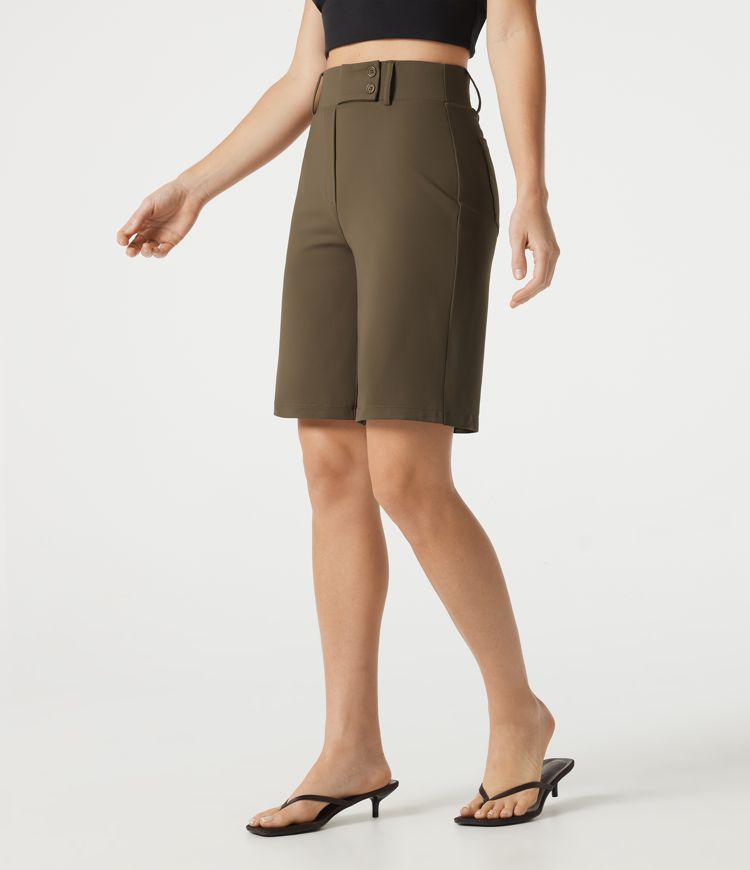 DayStretch High Waisted Work Baggy Shorts with Pockets