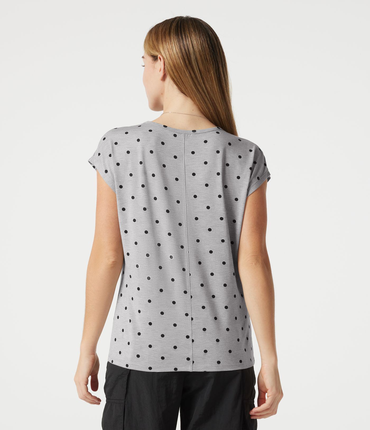 V Neck Short Sleeve Polka Dot Casual T-Shirt