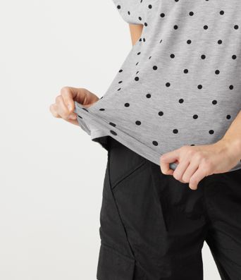 V Neck Short Sleeve Polka Dot Casual T-Shirt