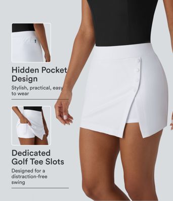 High Waisted Decorative 2-in-1 Pocket Quick Dry Mini Golf Skirt-Golf Tee Pocket-UPF40+ High Waisted Decorative 2-in-1 Pocket Quick Dry Mini Golf Skirt-Golf Tee Pocket-UPF40+
