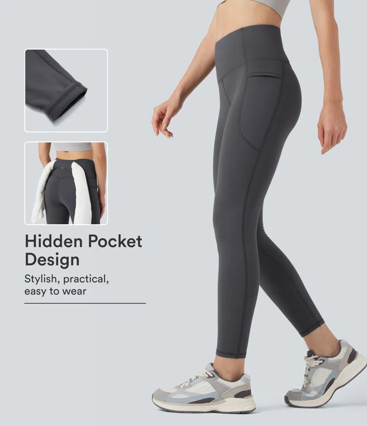 Periscope High Waisted Fleece 7/8 Hiking Leggings with Pockets / 1