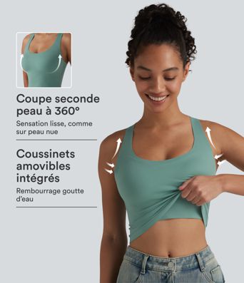 Crop top casual col U avec brassière intégrée — Bonnets B-E Crop top casual col U avec brassière intégrée — Bonnets B-E