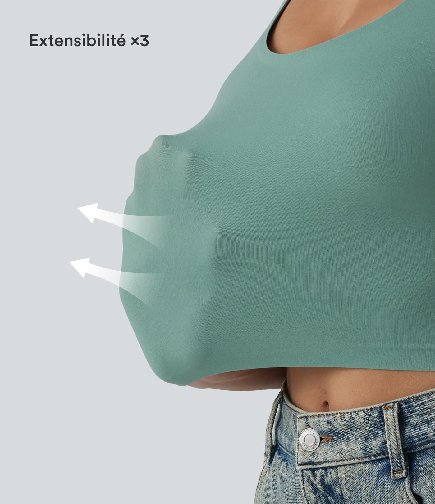 Crop top casual col U avec brassière intégrée — Bonnets B-E Crop top casual col U avec brassière intégrée — Bonnets B-E