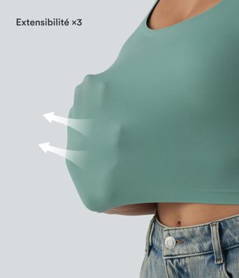 Crop top casual col U avec brassière intégrée — Bonnets B-E Crop top casual col U avec brassière intégrée — Bonnets B-E