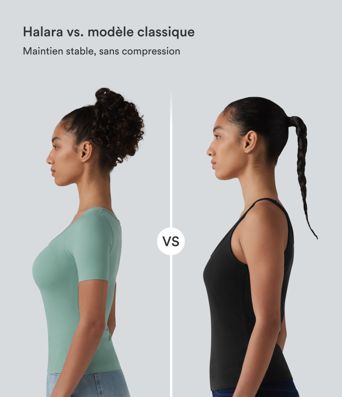 T-shirt casual col rond échancré à manches courtes avec brassière intégrée — Bonnets B-E