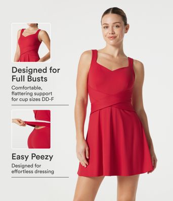 SoftlyZero™ Airy Built-in Bra 2-in-1 Cool Touch Mini Tennis Active Dress with Pockets DD-F Cups-Easy Peezy Edition-UPF50+